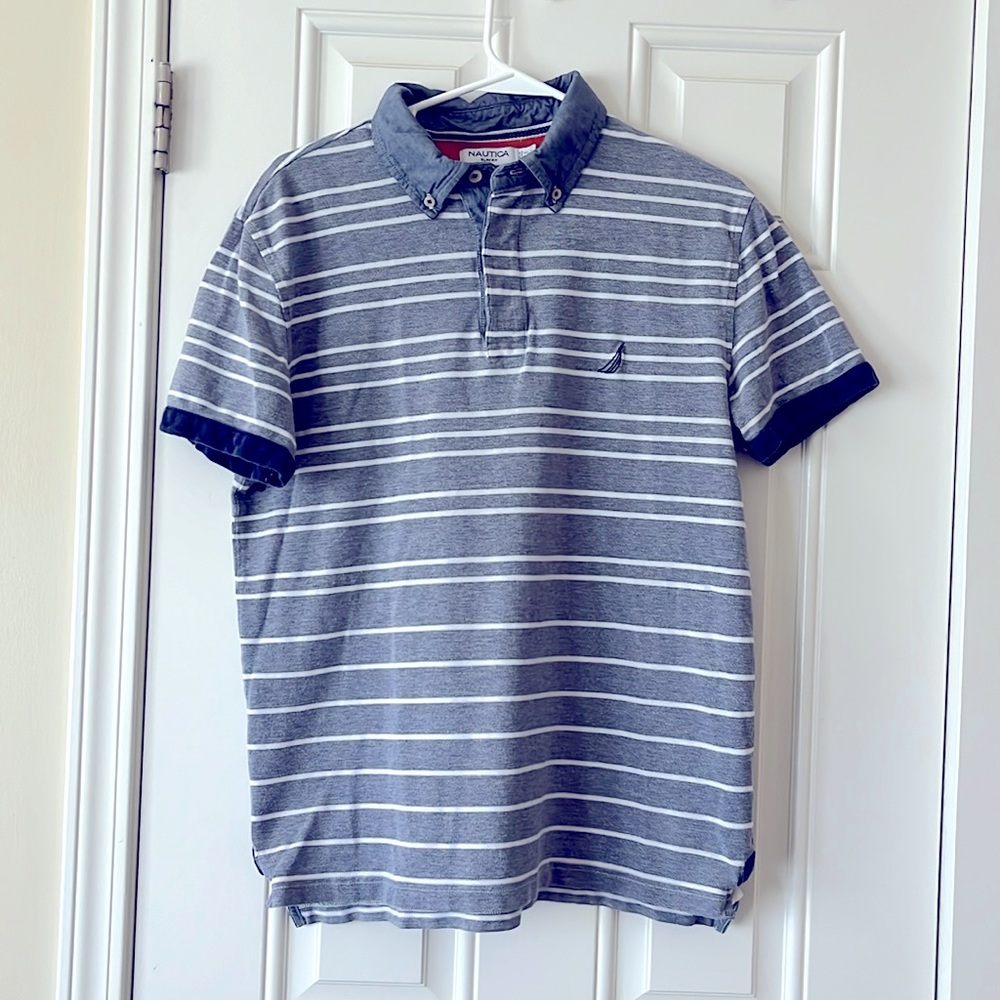 Nautica Men’s L large Slim Fit heather polo tee